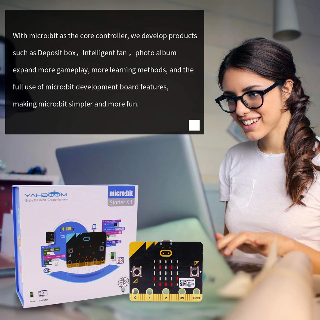 Brinquedos com Manual de Orientação para Caçoa o Presente Micro: Iniciado Aprendizagem Micro Placa Gráfica Programável Tronco Faça Você Mesmo Bit Kit 10 bit Placa Gráfica Programável TRONCO DIY Brinquedos