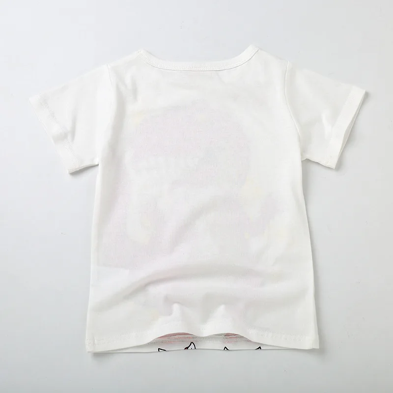 Новинка года; Стильная летняя футболка из чистого хлопка с короткими рукавами; повседневная детская одежда; одежда для детей в европейском и американском стиле с рисунком