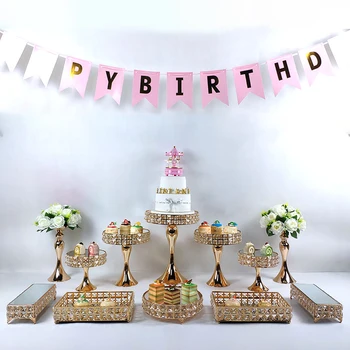 

Square diamond crystal wedding Cake Stand Crystal Metal Cupcake decorations Dessert Pedestal Party Display Table Decorations