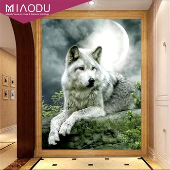 

Miaodu Full Square Drill 5D DIY Diamond Painting Wolf Totems Diamond Embroidery Cross Stitch Rhinestone Mosaic Home Decoration