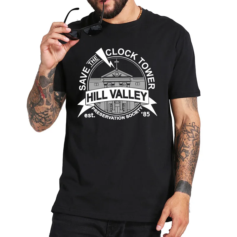 Back To The Future T Shirt Movie Save Clock Tower Tee High Quality Cotton Breathable EU Size Tops | Мужская одежда