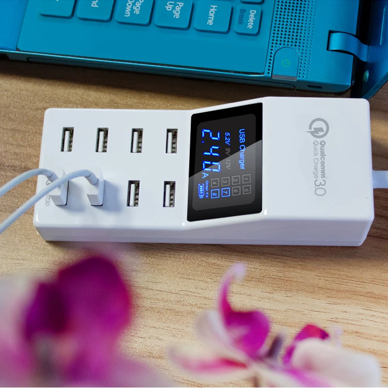 QC3.0 быстрое зарядное устройство для Xiaomi iphone 6, 7, 8 X, huawei, samsung, s9, несколько портов, Smart, универсальное, 8 A, USB ЗУ для мобильного телефона, адаптер
