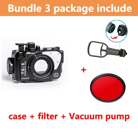 case filter pump 100 м/325ft для Olympus TG6 TG 6 Подводный бокс корпус камеры алюминиевый водонепроницаемый чехол для дайвинга для камеры Olympus TG-6 - Цвет: case filter pump