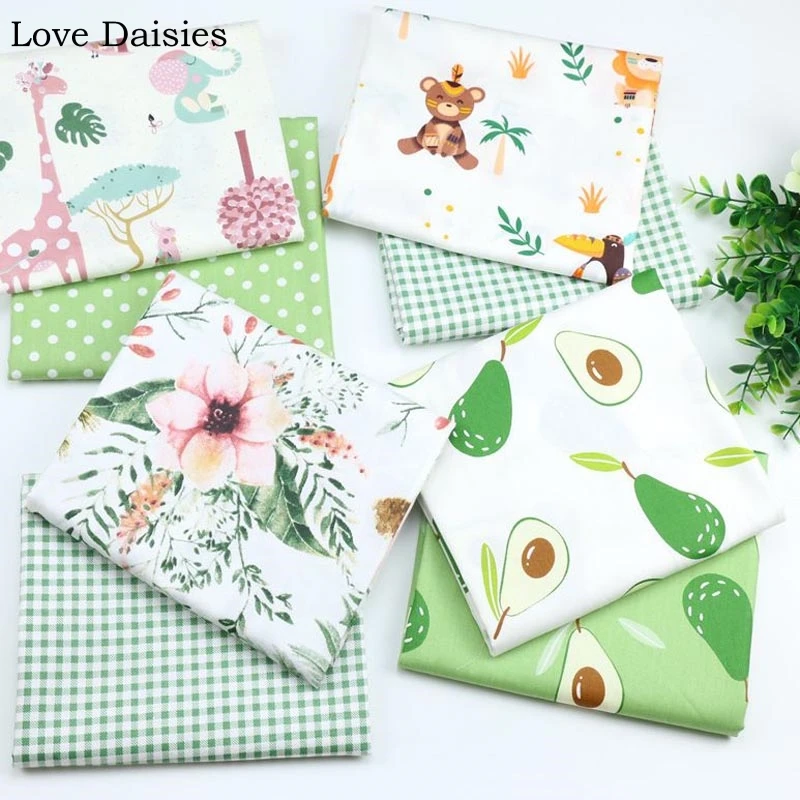 Хлопчатобумажная ткань мультфильм лес индийские животные большой розовый цветы авокадо для детей Одежда для девочек платье юбка лист ремесло