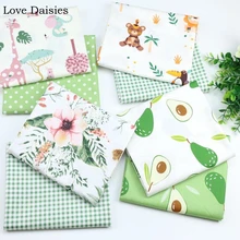 Хлопчатобумажная ткань мультфильм лес индийские животные большой розовый цветы авокадо для детей Одежда для девочек платье юбка лист ремесло