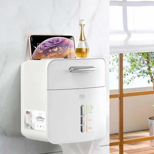 Paper Towel Dispenser Toilet Paper Holder Waterproof Tissue Box Wall Mount Storage Shelf Rack Paper Storage Box Bathroom Product 1