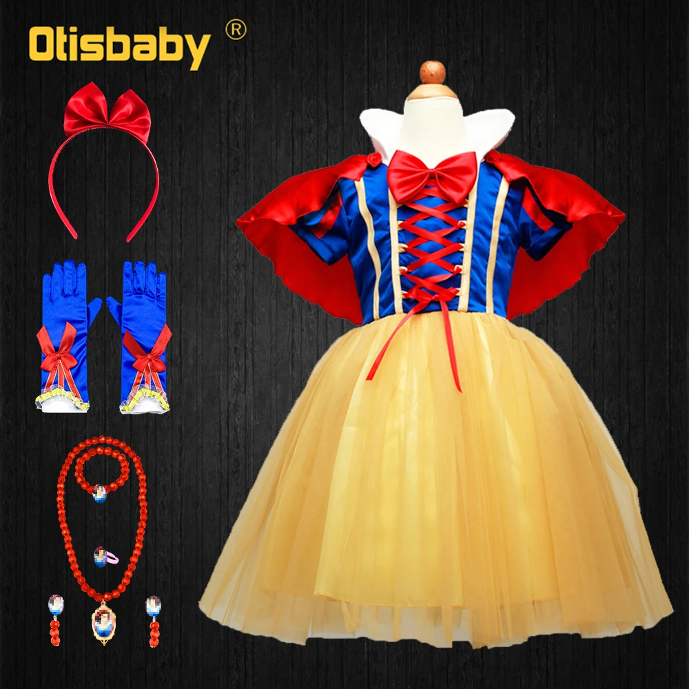 2 - 14 Years Fantasia Girls Snow White Dresses for Kids Masquerade Clothing Pretty Girl Children Tulle Princess Cosplay Dress | Детская