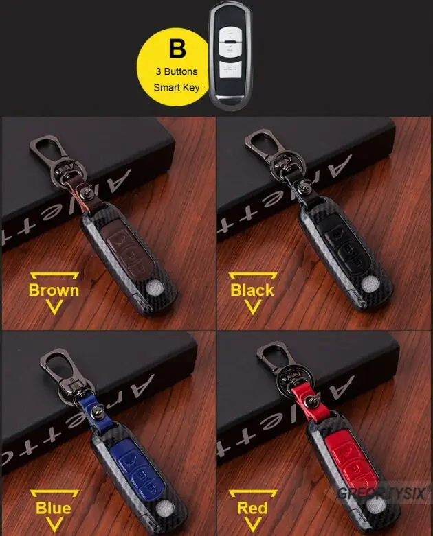 smart key B model Углеродное волокно Автомобильный ключ чехол для ключей кожи с ремнем через плечо для Mazda 2 3 5 6 8 Axela Atenza CX-3 CX-5 CX5 CX-7 CX-9 MX-5 - Название цвета: smart key B model