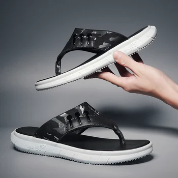 

New Summer Men's Flipflop With Revit Luxury Men's Beach Slippers Soft Light Weight Sandals for Men Lycra Comfortable Man Slipper