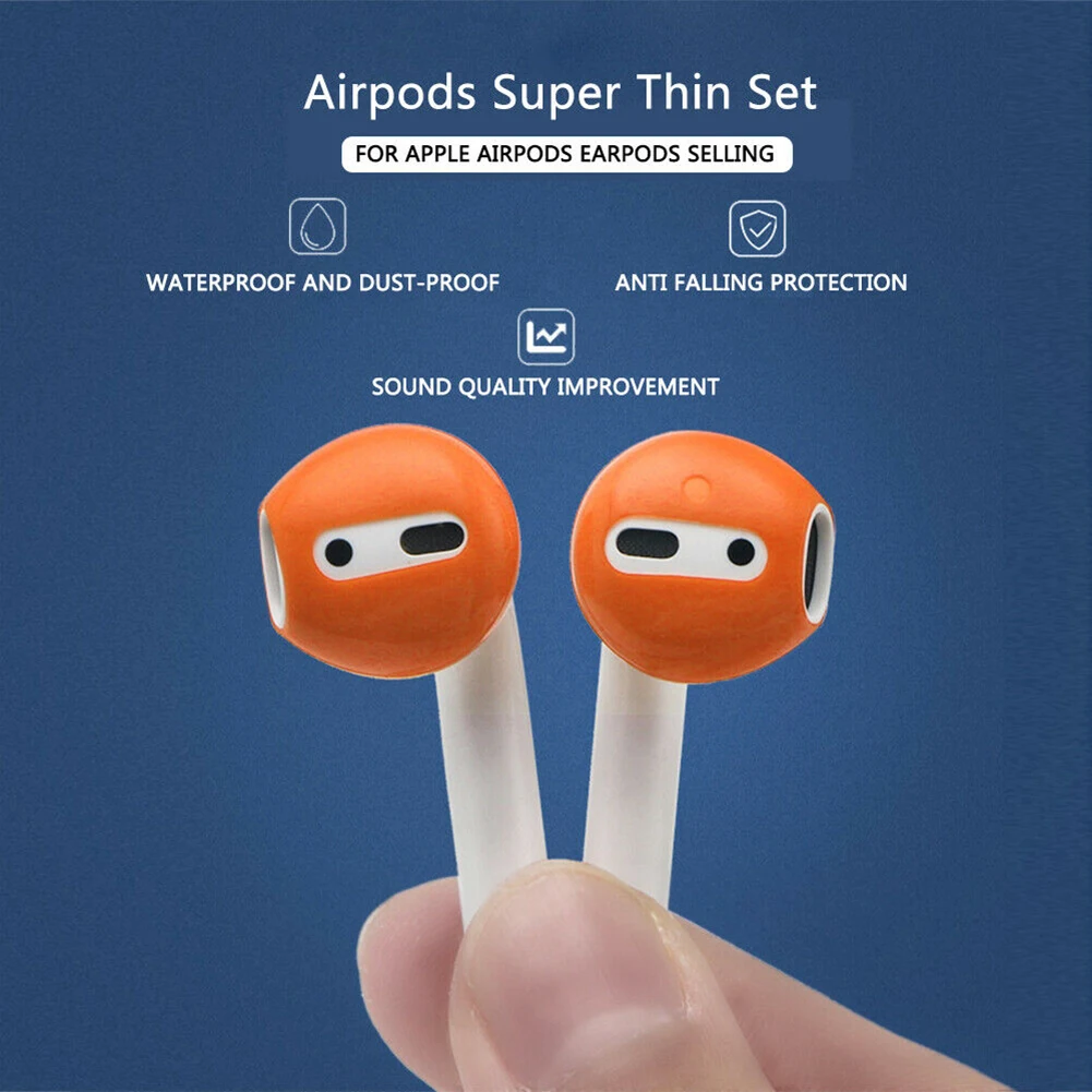 2 Pair Silicone Anti-Slip Earphone Protective Cover Case Eartips for Air-pods 1 2
