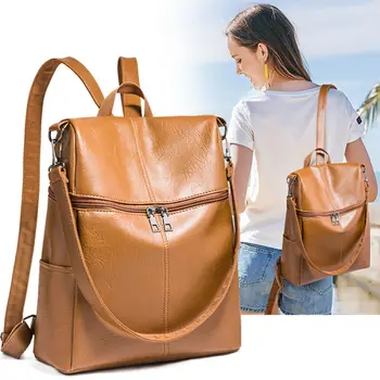 

UK Women’s Fashion PU Leather Backpack Anti-Theft Rucksack School Shoulder Bag Black/Brown