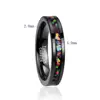 AAA Quality Tungsten Carbide Ring Men 4MM Wide Inlaid Opal Black Wedding Rings Tungsten Carbide Ring ► Photo 3/6