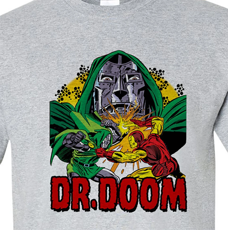 

Dr. Doom T-Shirt Ii Vintage Retro Bronze Age Comics Heather Grey Superhero Tee For Youth Middle-Age The Elder Tee Shirt