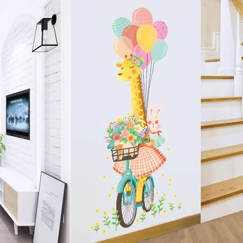 

Multicolor Balloon giraffe Wall Stickers for Kids room Kindergarten Self-adhesive Wall Decals Eco-friendly Vinyl DIY Wall Murals