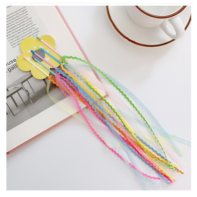 Pcs/Set Children Cute Colors Tassel Streamer Scrunchiesrubber Bands Hairpins Girls Sweet Hair Clips Kids Hair Accessories