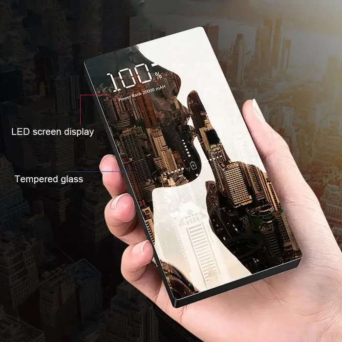 

20000mAh Portable Power Bank Smart Wireless Charger Powerbank Dual USB LCD Display Mirror Poverbank Powerbank For iPhone Xiaomi