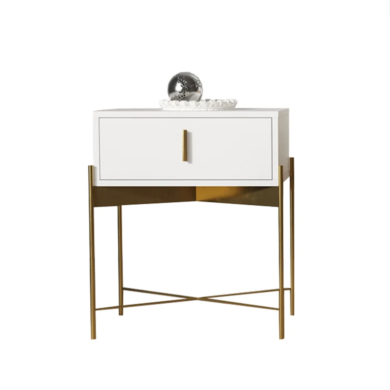 Комод в простом стиле из нержавеющей стали с белыми красками прикроватный шкаф