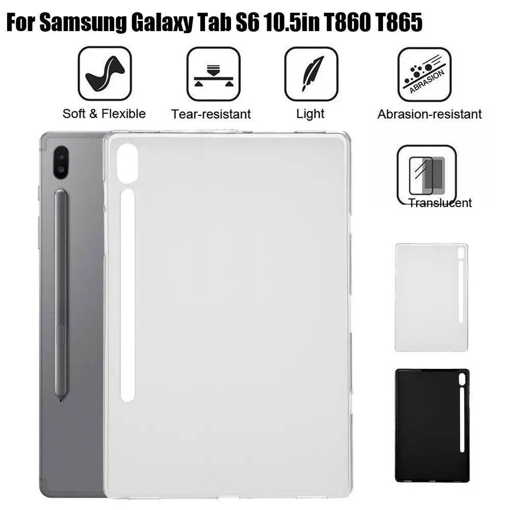 

For Samsung Galaxy Tab S6 10.5in T860 T865 Soft Clear TPU Shock-proof Case Cover Slim Stand Leather Case Cover NEW HOT#G20