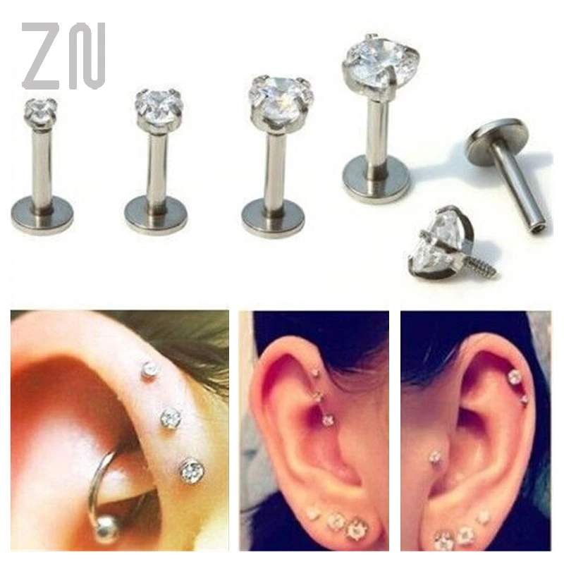 1pc 16G Silver Titanium Anodized Internally Threaded Prong Top Gem Labret lip piercing Zircon labret ring Tragus Earring,Diameter 4mm,Rose Gold Length 8mm 1pc 16G Silver Titanium Anodized Internally Threaded Prong Top Gem Labret lip piercing Zircon labret ring Tragus Earring,Diameter 4mm,Rose Gold Length 8mm