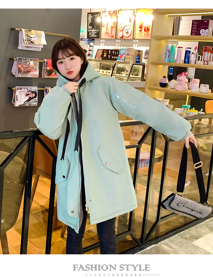 Lambs Wool Coat Women's Winter 2 Junior High School Students Korean-style Loose-Fit Mid-length Thick plus Velvet Clothes