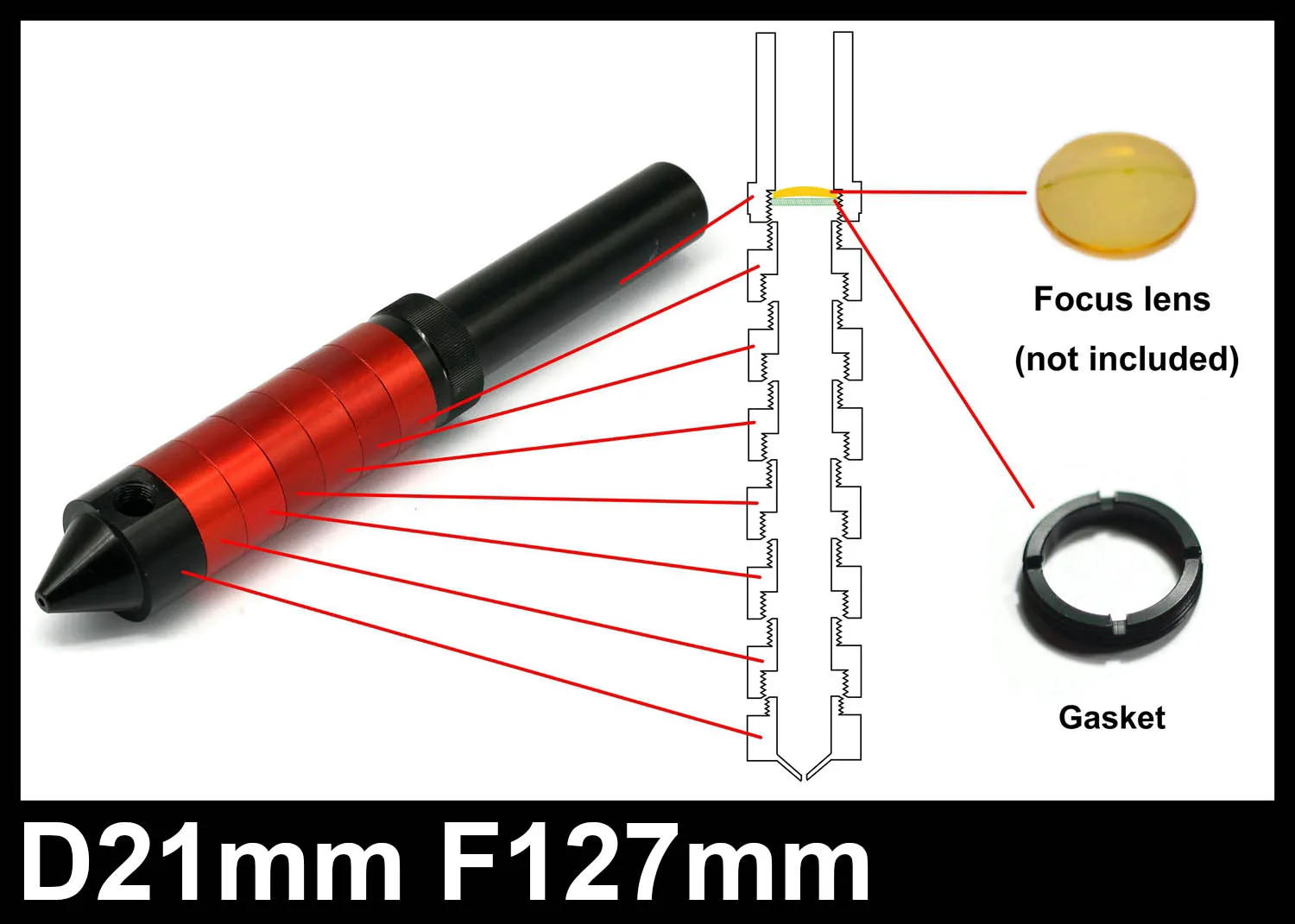 D21mm лазерная головка трубки F76.2mm для CO2 лазерная режущая головка с ЧПУ режущая головка станок для лазерной резки CO2 гравировальный станок