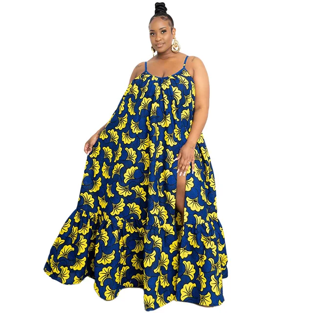 Fegor African  Spaghetti Strap Maxi Dress