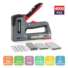 WORKPRO-pistola de grapas de alta resistencia 6 en 1, para fijación de Material Manual, dos opciones de potencia para decoración del hogar