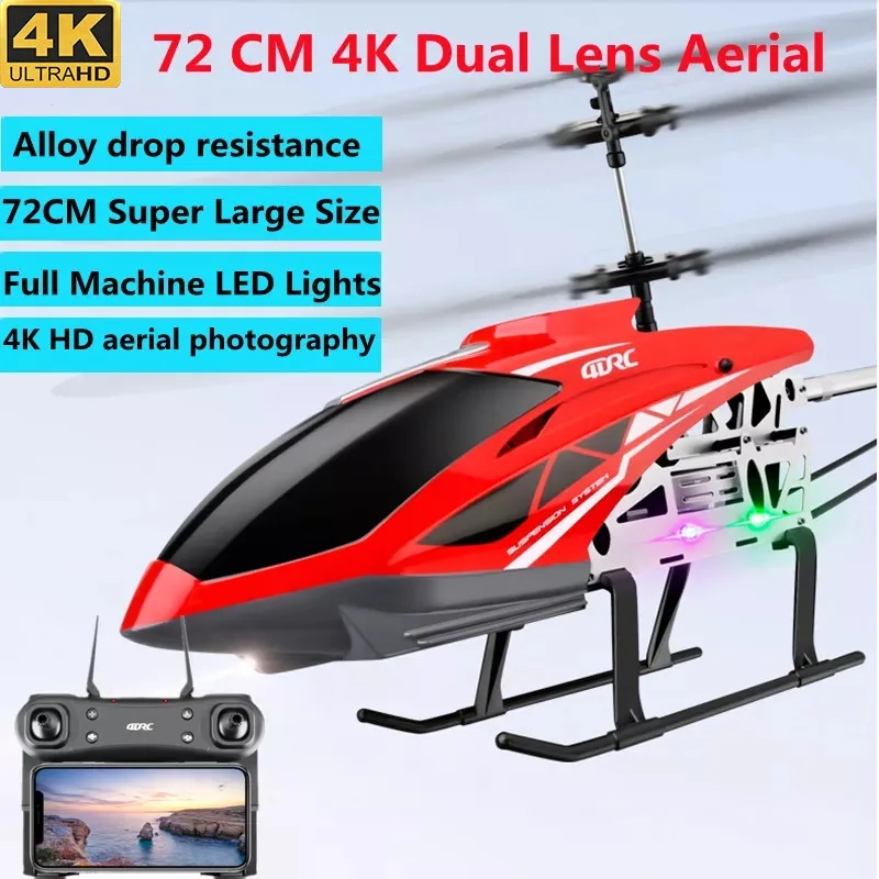 72CM WIFI FPV 4K Dual Lens Aerial RC Helicopter 2.4G APP Control LED Lights Alloy Attitude Hold 200M Remote |