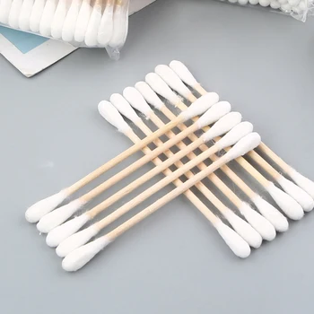 

200Pcs Wooden Cotton Swabs Biodegradable Double Tipped Wood Cotton Buds for Makeup WH998