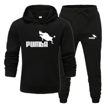 

New Pumba Fashion Brand Mens Hoodies Suits Brand Tracksuit Men's Sweatshirts+Sweatpants Autumn Winter Fleece Hooded Pullover