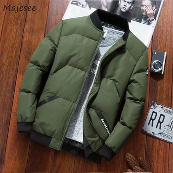 

Parkas Men Large Size Fur Collar Zipper Simple All-match Pockets Loose Parka Mens Winter Thicker Plus Velvet Korean Overcoats