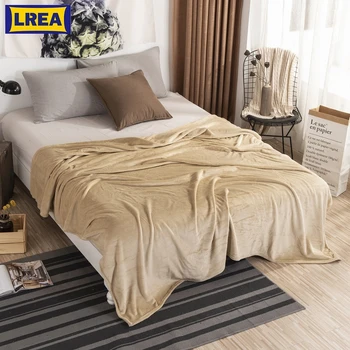 

LREA Flannel Fleece Throw Blanket Soft Travel Blanket Solid Color Bedspread Plush Cover for Bed Sofa Warm Gift Dropship
