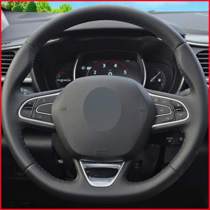MEWANT Black Genuine Leather Car Steering Wheel Cover for Renault Kadjar 2015-2019 Koleos 2017-2019 Megane 2016-2019 Accessories |