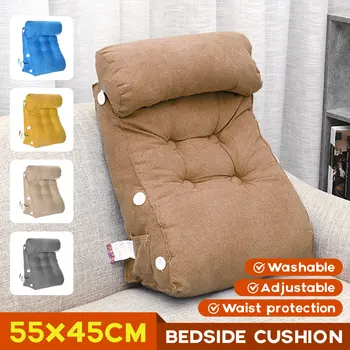 

45*55cm Washable Velvet Bedside Cushion Pillow Headrest Backrest Back Mat Waist Pad Slope Shaped Sofa Removable With Buttons