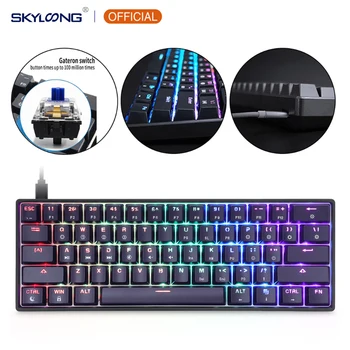 GK61 SK61 61 키 기계식 키보드 USB 유선 LED 백라이트 축 게임 기계식 키보드, 게이트론 광학 스위치 데스크탑용