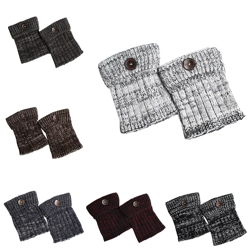 Women Winter Leg Warmers Short Button Decorative Thermal Acrylic Knitted Boot Cuffs Yoga Socks Cover Shoe Accessories