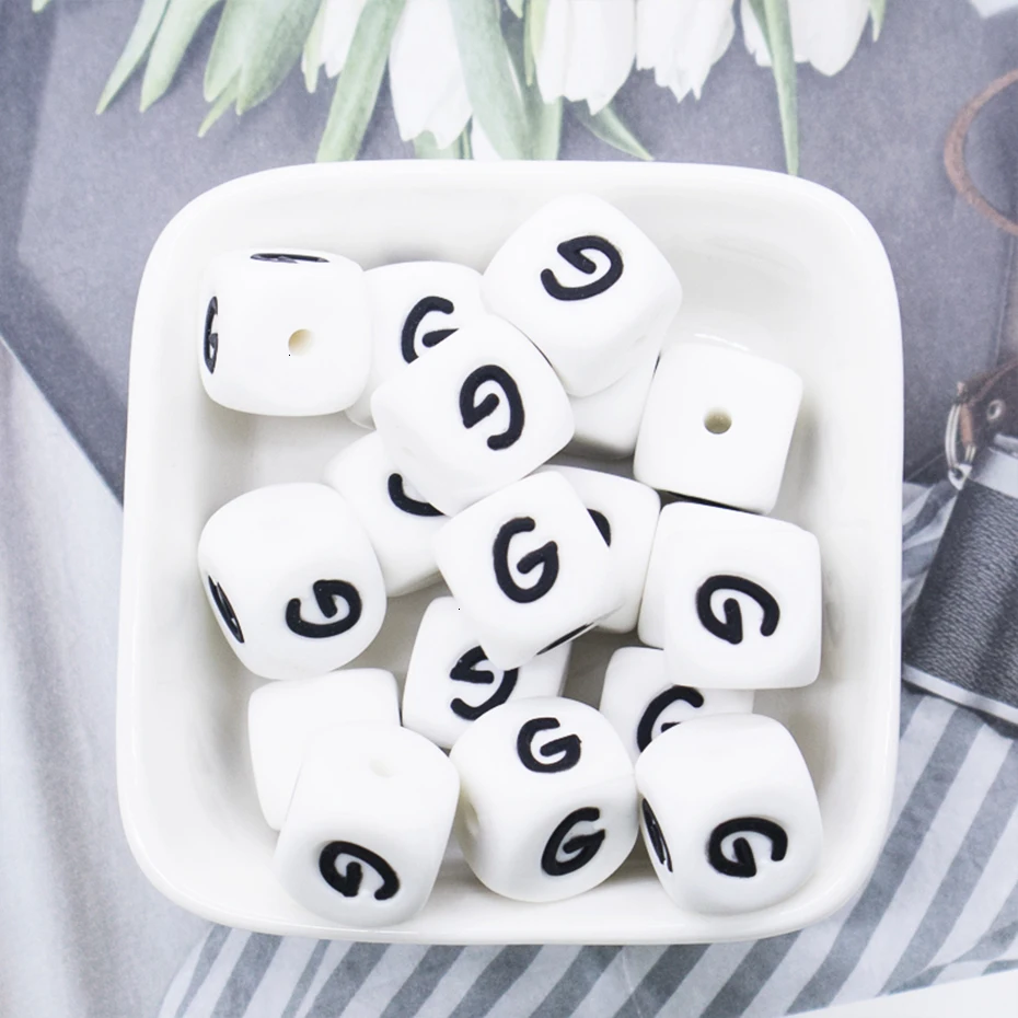 100pc Silicone Alphabet Beads Baby Teething Beads For DIY Necklace Pacifier Chain Nursing Accessories Gifts Silicone Teether Toy