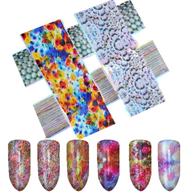 4*20 см цветной набор Фольга для ногтей смешанный дизайн переводная Фольга для ногтей Слайдеры для украшения ногтей инструменты для маникюра