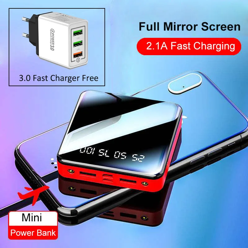 20000mah Mini Power Bank Mi Powerbank LCD Screen Dual Usb Powerbank Portable Charger For iPhone 8 Xiaomi Smartphone Huawei