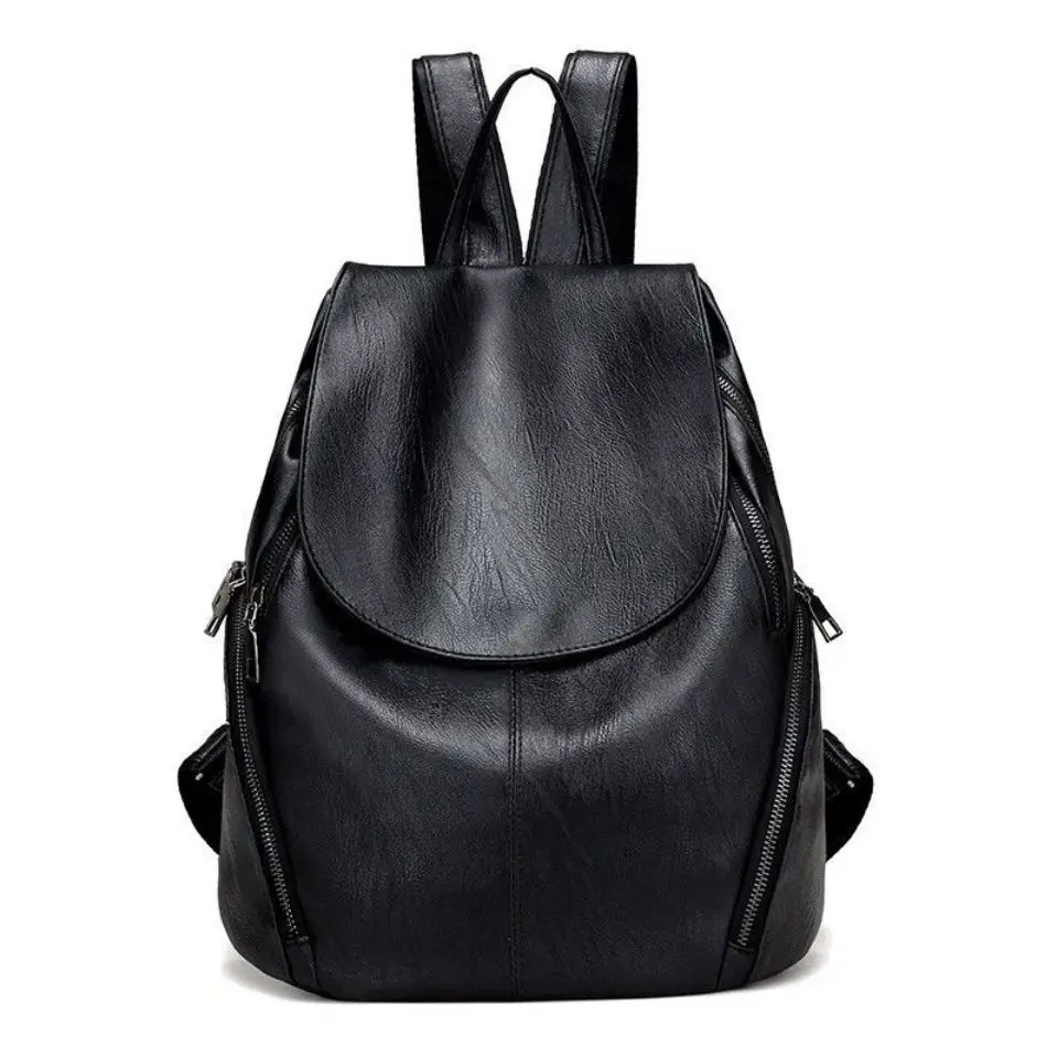 Genuine Leather Backpack Fashion Casual  Ladies Soft Travel Bag 2