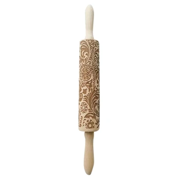 

Pattern Printing Rolling Pin Engraving Embossed Biscuit Dough Stick Kneading Tool Cake Dough Engraved Roller