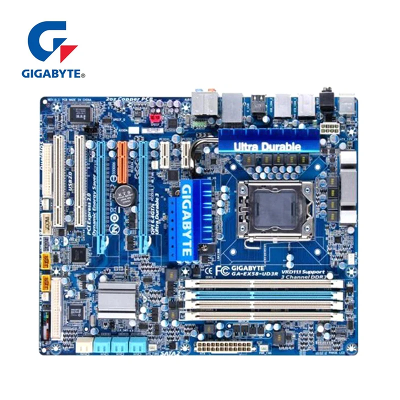 For Intel X58 Gigabyte GA-EX58-UD3R Motherboard DDR3 LGA 1366 USB3.0 24GB SATA III EX58-UD3R Desktop Mainboard 2x PCI-E X16 Used