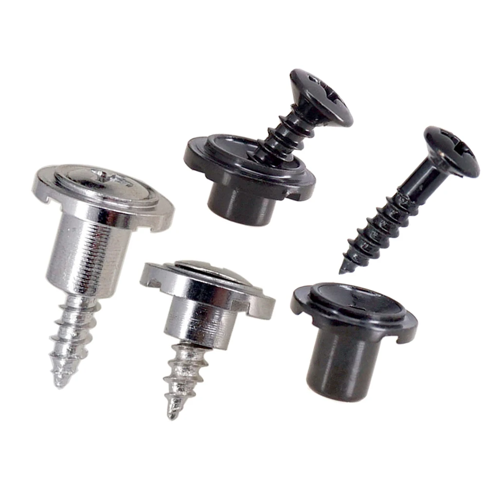 Round String Tree Retainer&Screws Set for Fender ST Guitar Black+Silver