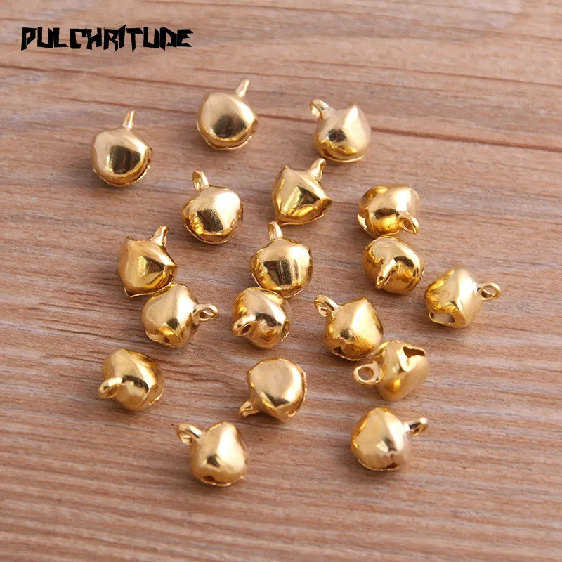 Silver Gold Bronze Metal Brass Jingle Bells Christmas Charm Loose Beads Gifts 