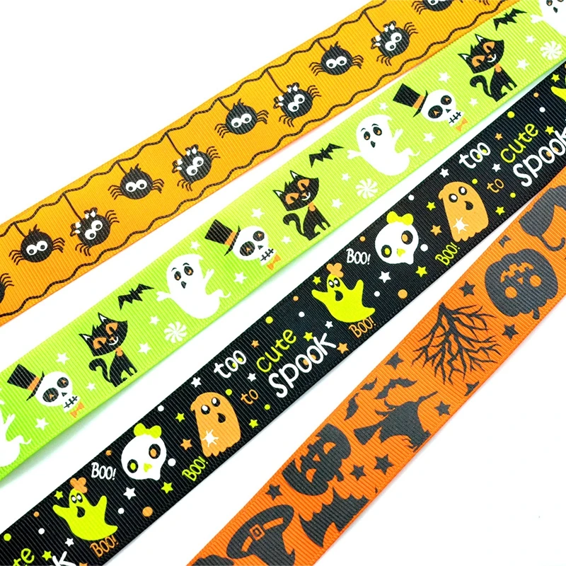 

1Yards/Roll 25mm Halloween Handmade Grosgrain Ribbons Crafts Bow Wedding Decorative DIY Silk Satin Ribbon Gift Wrapping Supplies