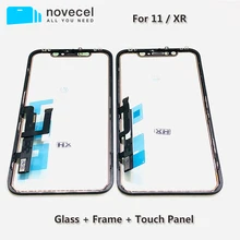Novecel ekran dotykowy Panel Digitizer naprawa części z ramką dla iPhone 11 XR ekran dotykowy czujnik przedniego szkła