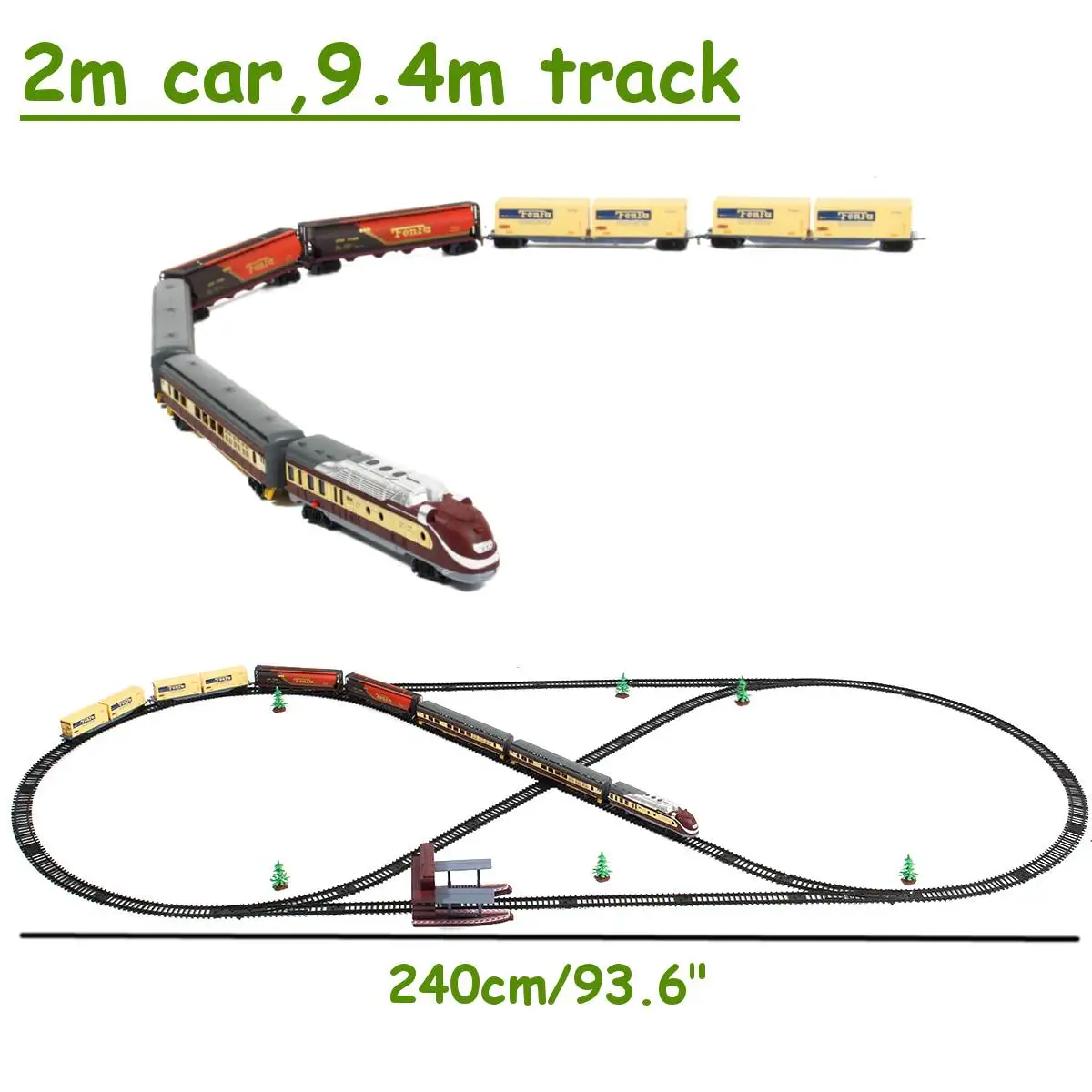 

Hot Electric Racing rail car Long Steam Train 9.4 Meters Train Track model toy trains for kids Truck Railway train Railroad birt