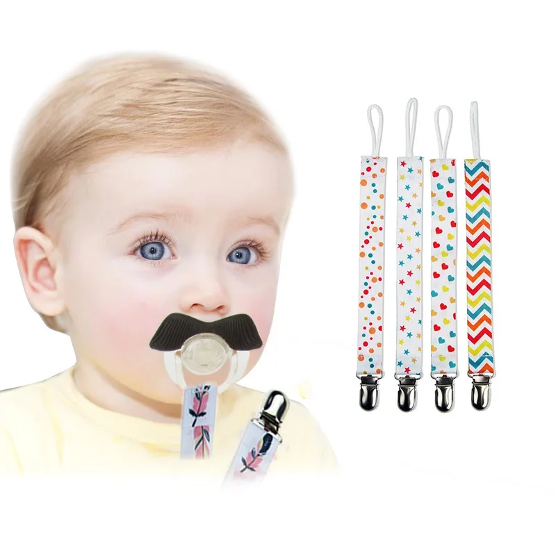 

4 Pcs/Set Baby Clip Pacifier Clip Dummy Clip Nipple Holder Baby Cartoon Print Child Pacifier Clips Soother Holder