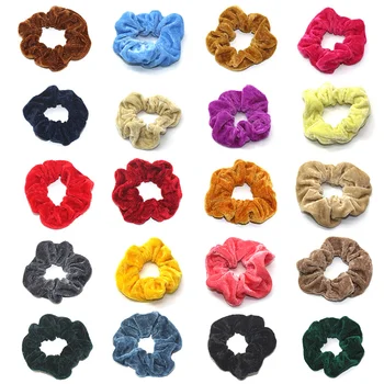 

50 Pcs Velvet Elastic Hair Bands Hair Scrunchies Stretchy Elastic Ponytail Loop Holder MU8669