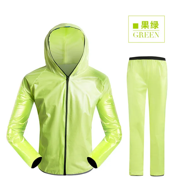 Black Motorcycle Bicycle Cycling Women's Men's Raincoat Waterproof Outdoor Sports Riding Fishing Rain Coat Set Work Unisex Set Green